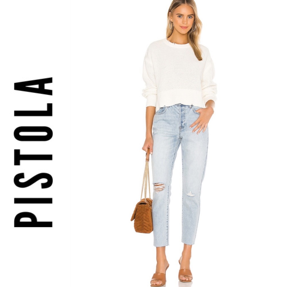 NWT PISTOLA Nico High Rise Mom Jeans in Cloud Nine 30